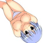  blue_eyes blue_hair breasts kiryuu_masumi medium_breasts nipples original panties short_hair solo topless underwear 