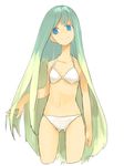  bikini blue_eyes cowboy_shot cropped_legs gradient_hair green_hair hama_(22ji_kara_24ji) long_hair multicolored_hair original solo swimsuit very_long_hair white_bikini 