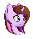 2019 absurd_res alpha_channel blue_eyes brown_hair cheek_fluff equine fan_character fur hair happy headshot_portrait hi_res horn mammal multicolored_hair my_little_pony pink_hair portrait purple_fur renderpoint simple_background smile solo transparent_background unicorn 