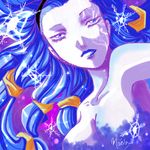  blue_eyes blue_hair breasts collarbone expressionless eyelashes final_fantasy final_fantasy_x large_breasts lips long_hair looking_at_viewer lowres maevachan nude oekaki shiva_(final_fantasy) signature snowflakes solo upper_body 