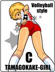  :p afro bandaid blonde_hair copyright_request from_below kneehighs kzm shorts socks solo tongue tongue_out v wristband 