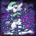  1girl abstract_background blush breasts crying gardevoir kneeling pokemon pussy shiratsuki tentacle 