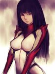  black_hair bodysuit breasts brown_eyes fishnets fumio_(rsqkr) hibana kunoichi_(game) large_breasts long_hair ninja solo white_bodysuit 