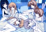  barefoot bed chemise fortune_arterial kuze_kiriha lingerie long_hair mocha_(snowflake) multiple_girls sendou_erika sendou_kaya tougi_shiro twintails underwear yuuki_haruna yuuki_kanade 