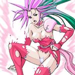  artist_request collar dissidia_final_fantasy final_fantasy final_fantasy_vi green_hair lowres maebari oekaki pink_hair revealing_clothes solo thighhighs tina_branford torn_clothes trance_tina_branford transformation 