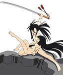  2girls black_hair konoe_konoka long_hair mahou_sensei_negima mahou_sensei_negima! multiple_girls nude sakurazaki_setsuna side_ponytail sword weapon 