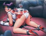  alcohol all_fours ass bdsm bishoujo_senshi_sailor_moon black_hair blush bondage bound chain chained cuffs elbow_gloves forniphilia gloves goblet high_heels hino_rei human_furniture human_table long_hair looking_back magical_girl non-web_source panties resizing_artifacts restrained sailor_mars shingyouji_tatsuya shoes solo underwear wine 