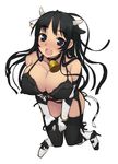  animal_ears bad_id bad_pixiv_id bell black_hair blue_eyes bra breasts cleavage covered_nipples cow_ears cow_girl cow_tail elbow_gloves garter_belt gloves horns huge_breasts lingerie long_hair mukoujima_tenro original panties solo tail thighhighs underwear 