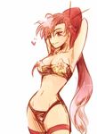  bandeau bikini blush breasts large_breasts long_hair ponytail red_hair see-through solo soyoking space_yoko strapless swimsuit tengen_toppa_gurren_lagann thighhighs tubetop very_long_hair yellow_eyes yoko_littner 