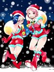  ass christmas copyright_request denim denim_shorts igarasy multiple_girls santa_costume shorts snow 