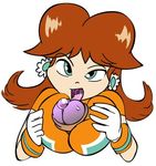  breasts cleavage daisy large_penis licking lowres mario_(series) nintendo paizuri penis princess_daisy super_mario_bros. super_mario_land super_mario_strikers uncensored 