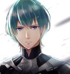  1boy armor blue_eyes blue_hair byleth cape cravat fire_emblem fire_emblem:_fuukasetsugetsu looking_at_viewer male_focus nintendo short_hair simple_background solo taiga_kazame white_background 