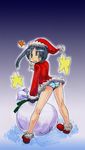  ass blush christmas fang francesca_lucchini hat kikuta looking_back panties pantyshot sack santa_costume santa_hat solo strike_witches striped striped_panties underwear upskirt world_witches_series 