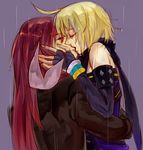  artist_request emil_castagnier kiss male_focus multiple_boys purple_background rain red_hair richter_abend tales_of_(series) tales_of_symphonia tales_of_symphonia_knight_of_ratatosk yaoi 