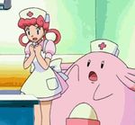  animated animated_gif chansey gif joy_(pokemon) lowres nurse pokemon spanked spanking 