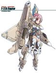  aircraft airplane f-22_raptor jet mecha_musume military original pink_hair solo soukaa_(golden_sash) thighhighs 