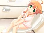  animal_ears bathroom blush censored dog_ears green_eyes inumimi mikan_(wanko) open_mouth toilet toilet_use wanko_to_kurasou 