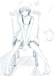  blue chair copyright_request emukami monochrome sitting sketch solo 