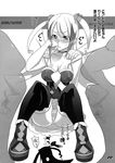  1girl breasts dragonaut greyscale highres injection jacqueline_baumgold large_breasts long_hair monochrome multicolored_hair open_mouth panties satou_shouji tears thighhighs two-tone_hair underwear you_gonna_get_raped 