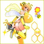  amano_taiki ass bad_id bad_pixiv_id bee_girl breasts copyright_request garter_belt highres huge_breasts insect_girl monster_girl panties solo striped striped_panties thighhighs thong underwear 