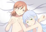  bad_id bad_pixiv_id bed blue_hair breast_grab breasts brown_eyes brown_hair flat_chest grabbing green_eyes index long_hair lying misaka_mikoto multiple_girls nude short_hair small_breasts to_aru_majutsu_no_index yana 