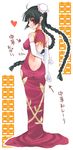  ass back braid breasts brown_eyes bun_cover butt_crack chao_lingshen china_dress chinese_clothes double_bun dress elbow_gloves gloves green_hair large_breasts long_hair looking_back mabuchoco_m mahou_sensei_negima! solo twin_braids 