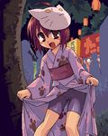  ahoge bike_shorts bike_shorts_girl_(tomoshibi_hidekazu) brown_eyes brown_hair cameltoe dress dress_lift japanese_clothes kimono lowres mask original solo tomoshibi_hidekazu 