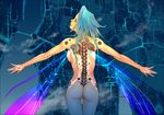  android ariverkao ass backbone blue_hair breasts cyborg flying large_breasts mechanical_backbone no_pussy nude original sideboob solo spine wings 