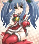  capelet christmas ebi_tendon hoshino_ruri kidou_senkan_nadesico santa_costume skirt skirt_lift solo thighhighs 