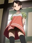  black_hair brown_eyes censored character_censor fuura_kafuka hair_ornament hairclip haruyama_kazunori maedax no_panties novelty_censor sayonara_zetsubou_sensei short_hair solo thighhighs when_you_see_it 