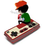  333_(idvent) cigarette controller famicom game_console game_controller lowres male_focus mario mario_(series) mushroom smoking solo super_mario_bros. super_mushroom 