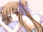  bed brown_eyes brown_hair long_hair lying moekibara_fumitake non-web_source on_stomach panties pillow piz purism_egoist solo topless twintails underwear 