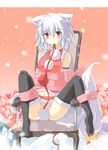  animal_ears bad_id bad_pixiv_id bare_shoulders bdsm blush bondage bound christmas detached_sleeves feet frogtie gift hat inubashiri_momiji midriff mouth_hold navel nejime no_panties red_eyes ribbon ribbon_bondage santa_costume short_hair silver_hair solo tail thighhighs tokin_hat touhou wolf_ears wolf_tail 