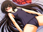  black_school_swimsuit blush brown_hair cameltoe flat_chest game_cg ikeda_jun_(aquaqua) imouto_ni!_sukumizu_kisetara_nugasanai! long_hair lying non-web_source one-piece_swimsuit red_eyes school_swimsuit solo spread_legs swimsuit tears 