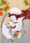  bottomless fan holding holding_fan japanese_clothes kinmedai_pink leaf long_sleeves miko open_clothes open_robe original pants_pull ribbon-trimmed_sleeves ribbon_trim robe short_hair solo wide_sleeves 