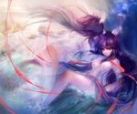  animal_ears bad_id bad_pixiv_id breasts bunny_ears extra inaba long_hair medium_breasts multiple_girls open_clothes open_shirt purple_hair red_eyes reisen_udongein_inaba ribbon shirt tears touhou water yoru_(xueyinye) 