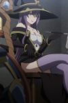  1girl bare_shoulders breasts cleavage goblin_slayer! hat large_breasts long_hair purple_eyes sorceress_(goblin_slayer!) stitched tagme thighhighs third-party_edit witch_(goblin_slayer!) witch_hat yellow_eyes 