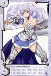  annelotte armor armored_dress blue_eyes breasts cleavage eiwa elbow_gloves gloves highres large_breasts long_hair purple_hair queen's_blade queen's_blade_rebellion smile sword thighhighs tiara weapon 