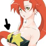  bandeau breasts cleavage huge_breasts long_hair lowres red_hair solo soyoking space_yoko strapless tengen_toppa_gurren_lagann tubetop yoko_littner 