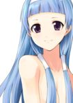  bad_id bad_pixiv_id bangs blue_hair blunt_bangs breasts cleavage flat_chest hair_tubes hara_takehito kannagi long_hair nagi purple_eyes small_breasts solo topless 