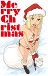  bikini blonde_hair boots christmas copyright_request gloves hat mama_(mama_hiro) red_gloves santa_hat side-tie_bikini solo swimsuit 