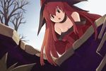  breasts cierra_(riviera) cleavage hat lowres medium_breasts red_hair riviera solo tobe_sunaho witch witch_hat 