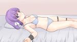  bdsm bondage bound chain clannad cuffs fujibayashi_ryou lingerie panties pizanuko purple_hair purple_panties shackles solo underwear underwear_only 