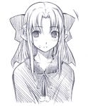  artist_request black_dress blue bow capelet dress food food_on_face hair_bow len melty_blood monochrome pointy_ears solo tsukihime 