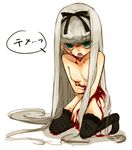  amputee bad_id bad_pixiv_id blood copyright_request domotolain green_eyes guro injury long_hair severed_hand solo thighhighs translated very_long_hair 