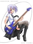  artist_request bass_guitar blue_hair character_name instrument izumi_ako mahou_sensei_negima! solo thighhighs 