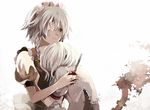  blood death eyepatch izayoi_sakuya maid multiple_girls remilia_scarlet riku_(wana) sepia short_hair silver_hair stabbed stake touhou wings 