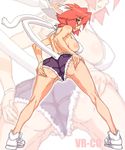  animal_ears ass ass_grab bad_id bad_pixiv_id bikini_top breasts cat_ears cat_tail denim denim_shorts fat_mons from_behind grabbing_own_ass highres large_breasts leaning_forward looking_back original partially_visible_vulva pink_eyes pink_hair pussy shoes short_hair short_shorts shorts sneakers solo spread_legs tail tail_through_clothes vrco vrkdh 
