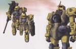  artist_request cannon damaged gundam gundam_08th_ms_team highres mecha no_humans shield zaku zaku_i zaku_ii zaku_ii_f/j 