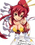  breasts cleavage gloves imazon long_hair medium_breasts ponytail red_hair solo tengen_toppa_gurren_lagann thighhighs yellow_eyes yoko_littner 